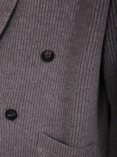 Aion Ribbed Double-breasted Cardigan In Blue