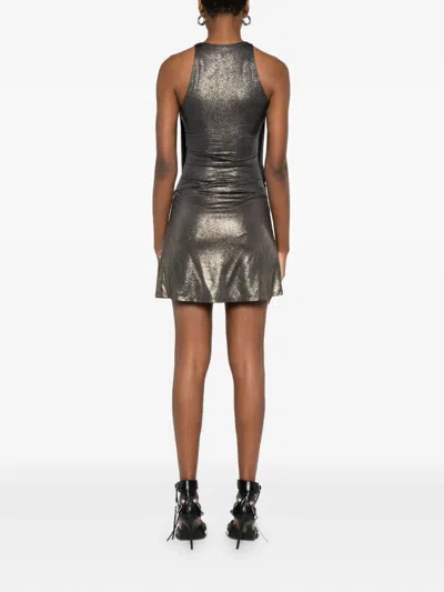Diesel Short Dress With Metallic Effect In Black