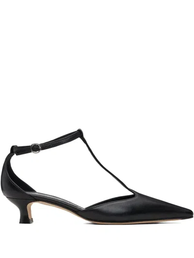 Aeyde Liz Patent Leather T-strap Pumps In Black
