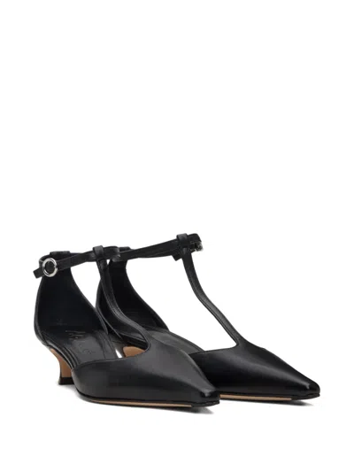 Aeyde Liz Patent Leather T-strap Pumps In Black