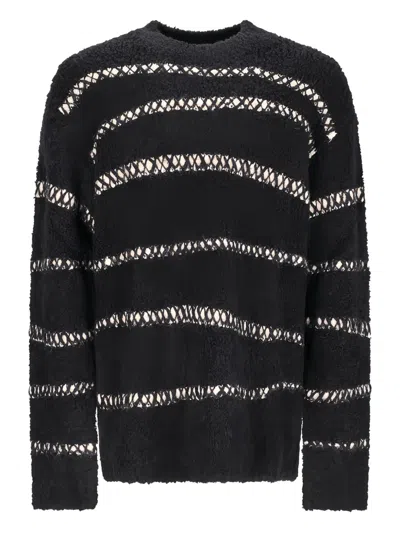 Atomo Factory Bouclé Stripes-detailing Sweater In Black