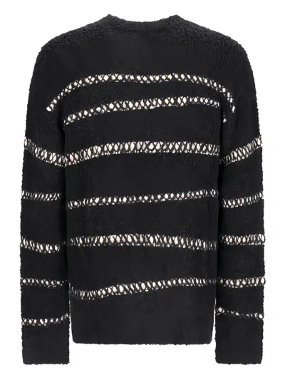 Atomo Factory Bouclé Stripes-detailing Sweater In Black