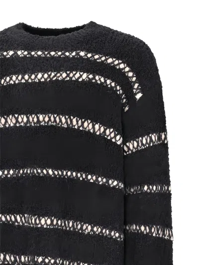 Atomo Factory Bouclé Stripes-detailing Sweater In Black