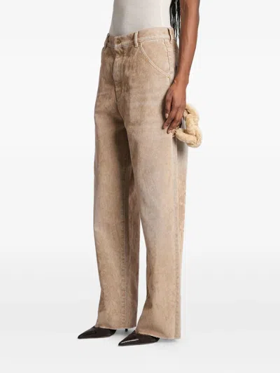 Darkpark Side-embellishment Bleached Wide-leg Jeans In White