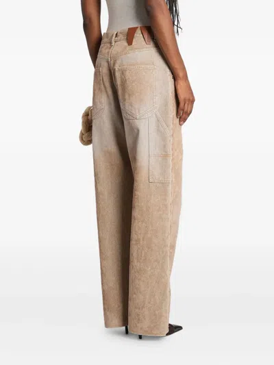 Darkpark Side-embellishment Bleached Wide-leg Jeans In White