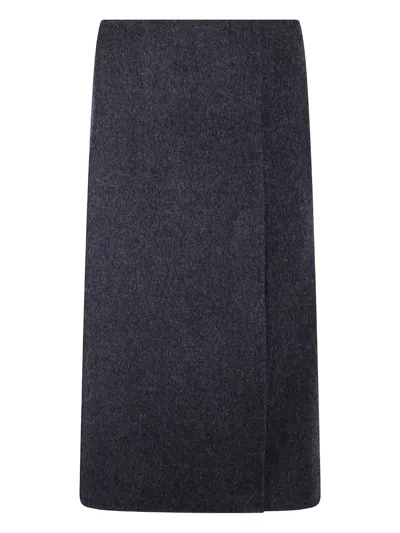 P.a.r.o.s.h Wool Midi Skirt In Black