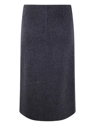 P.a.r.o.s.h Wool Midi Skirt In Black
