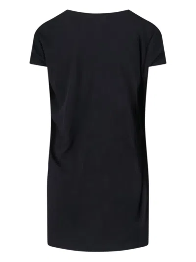 Rick Owens Short Sleeves With Asymmetric Hem And V-neckline In Black