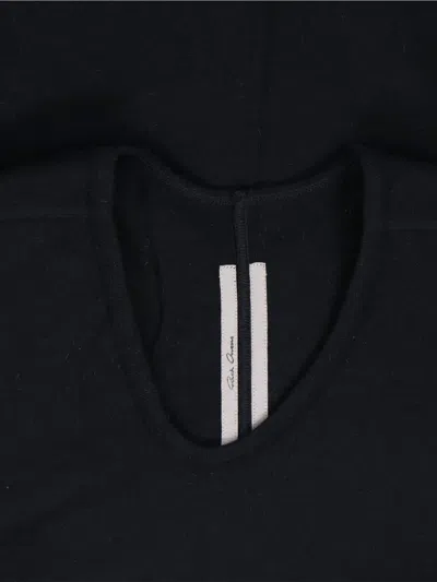 Rick Owens Short Sleeves With Asymmetric Hem And V-neckline In Black