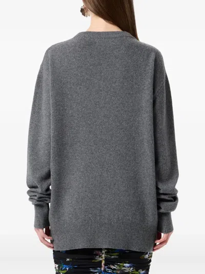 Blumarine Wool Blend Sweater With Rhinestones In Gray