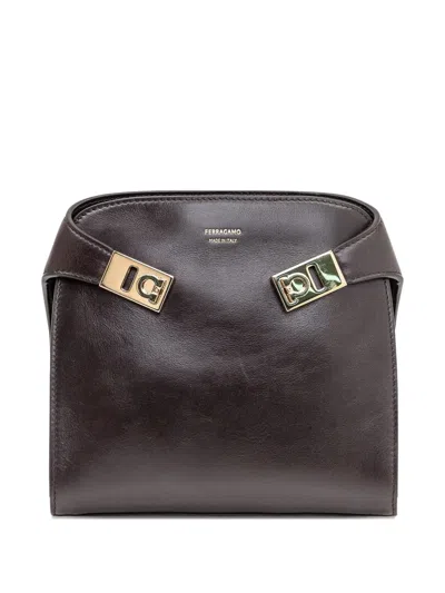 Ferragamo Belt Bag With Top Handle And Hardware In Brown
