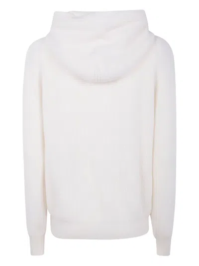 Mrz Ribbed Wool Hoodie In White