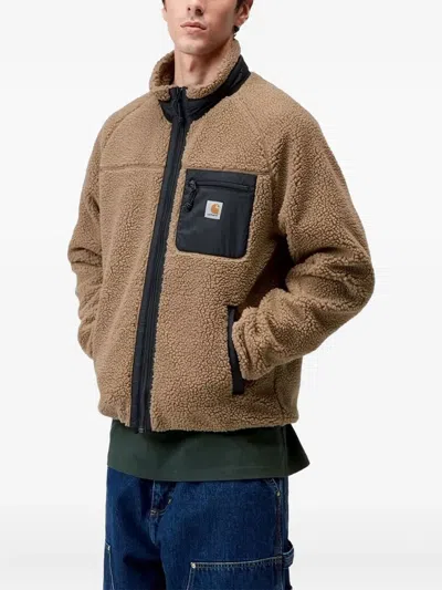 Carhartt Liner Jacket With High Collar And Pockets In Brown