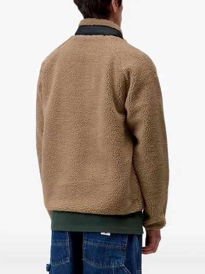 Carhartt Liner Jacket With High Collar And Pockets In Brown