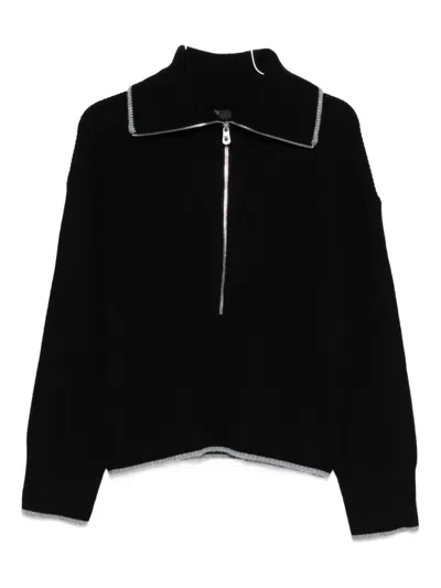 Pinko Wool And Cashmere Sweater With Zip In Black