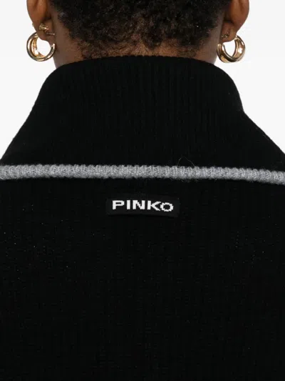 Pinko Wool And Cashmere Sweater With Zip In Black