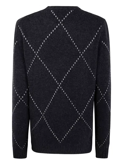 Gran Sasso Diamond-pattern Wool Sweater In Black