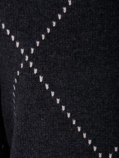 Gran Sasso Diamond-pattern Wool Sweater In Black