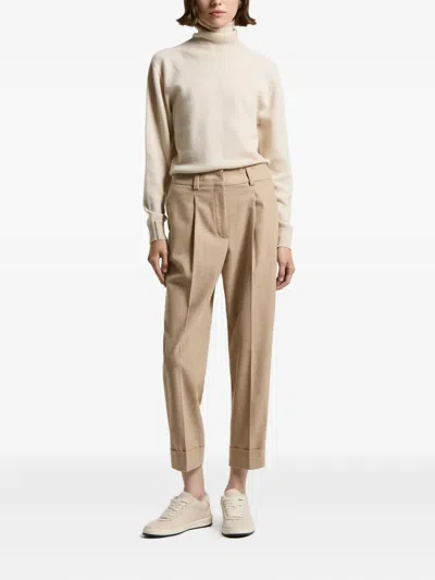 Peserico Corduroy-texture Cuffed Trousers In Neutral