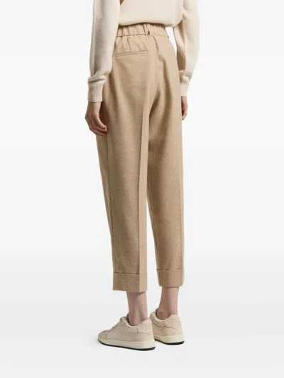Peserico Corduroy-texture Cuffed Trousers In Neutral