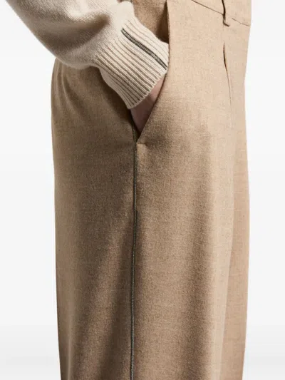 Peserico Corduroy-texture Cuffed Trousers In Neutral