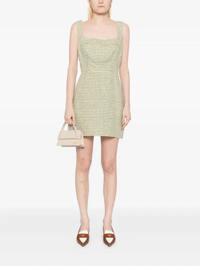 Reformation Celosia Gingham-jacquard Linen Mini Dress In Green