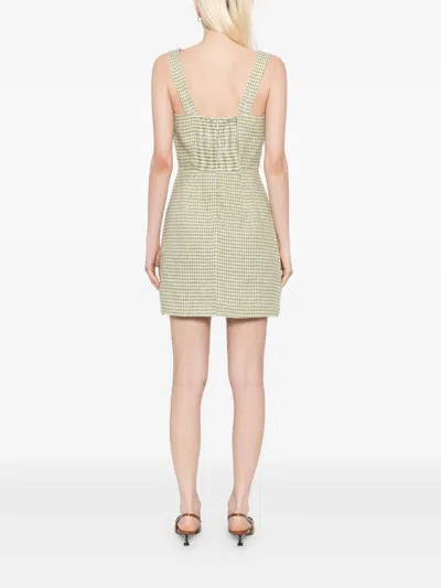 Reformation Celosia Gingham-jacquard Linen Mini Dress In Green