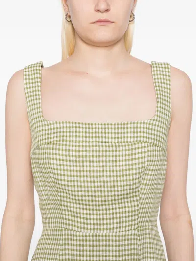 Reformation Celosia Gingham-jacquard Linen Mini Dress In Green