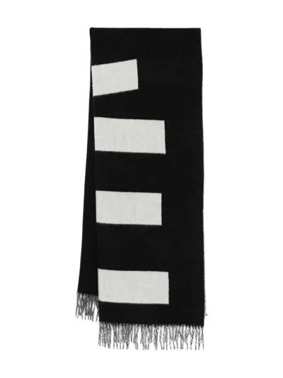 Etudes Studio Stripe-pattern Fringed Scarf In Black