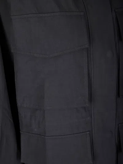 Studio Nicholson Military-inspired Black Multi-pocket Jacket With High Collar In Black
