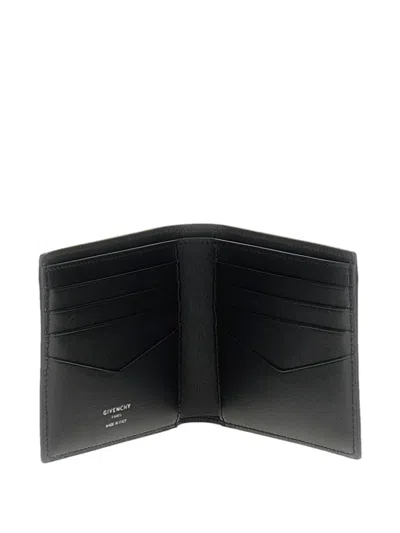Givenchy Black Bi-fold Wallet With Logo Lettering On The Front In Grained Leather Man In Black