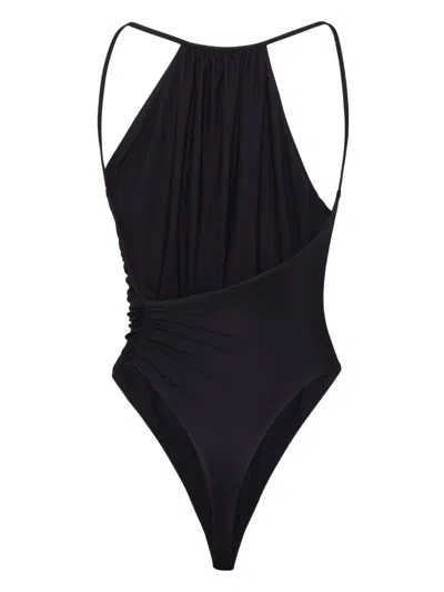 Dsquared2 Asymmetrical Evening One-piece Swimsuit In Black