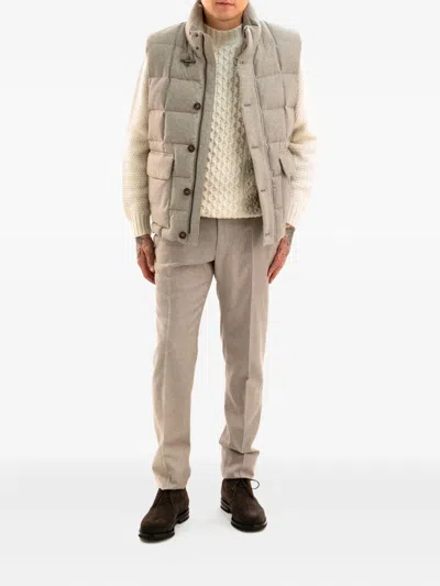 Fay Quilted-pattern Gilet In Neutral
