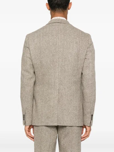 Fursac Virgin Wool Single-breasted Blazer In Brown