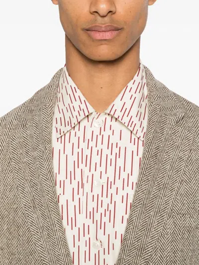 Fursac Virgin Wool Single-breasted Blazer In Brown