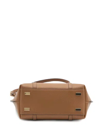 Tory Burch Mini Perry Zip-top Leather Tote Bag In Brown