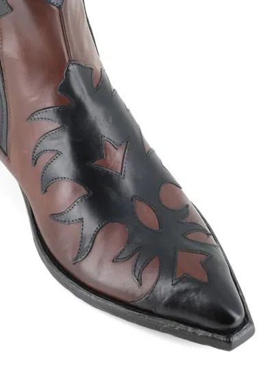 Sartore Sr3651 Leather Flame-pattern Boots In Brown