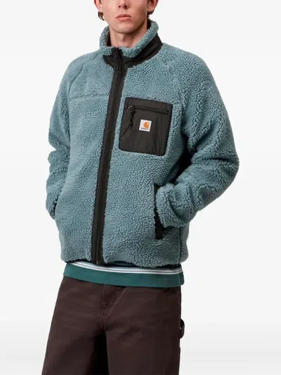 Carhartt Fleece Jacket With High Collar And Pockets In Blue