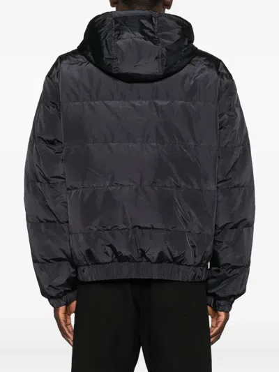 Versace Jeans Couture Quilted Hooded Jacket In Black