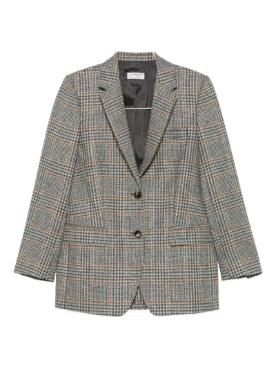 Alberto Biani Checked Button Jacket In Gray