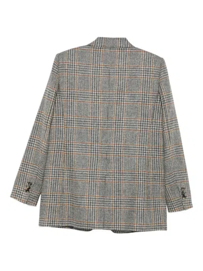 Alberto Biani Checked Button Jacket In Gray