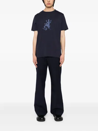 Agnès B. Lizard-print T-shirt In Blue