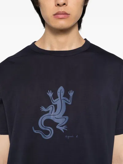 Agnès B. Lizard-print T-shirt In Blue