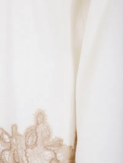 Fabiana Filippi Platinum Wool Blend Land Band Turtleneck Sweater In White