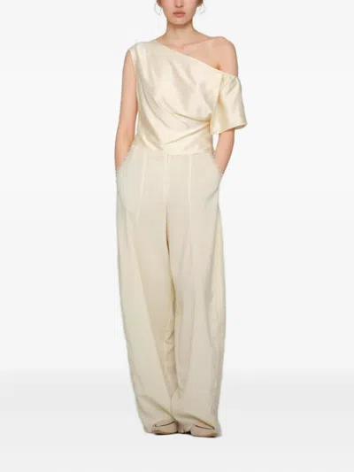 Yangkehan Draped One-shoulder Top In Brown