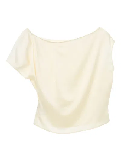 Yangkehan Draped One-shoulder Top In Brown