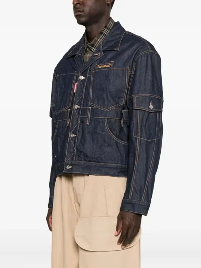 Dsquared2 Cargo Denim Jacket In Blue