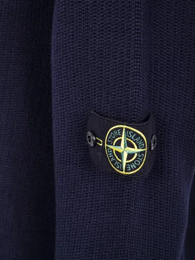 Stone Island Cotton Turtleneck Sweater With Ribbed Cuffs And Hem In Blue