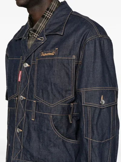 Dsquared2 Cargo Denim Jacket In Blue