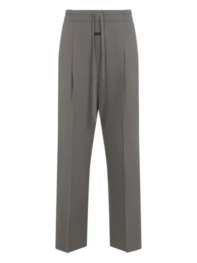 Fear Of God Premium Lyocell-cotton Blend Trousers With Adjustable Waistband In Gray